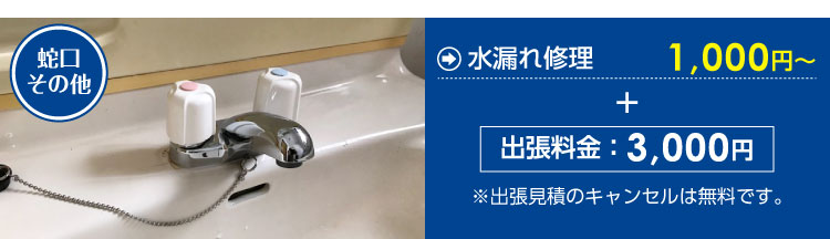 蛇口水漏れ修理1,000円～